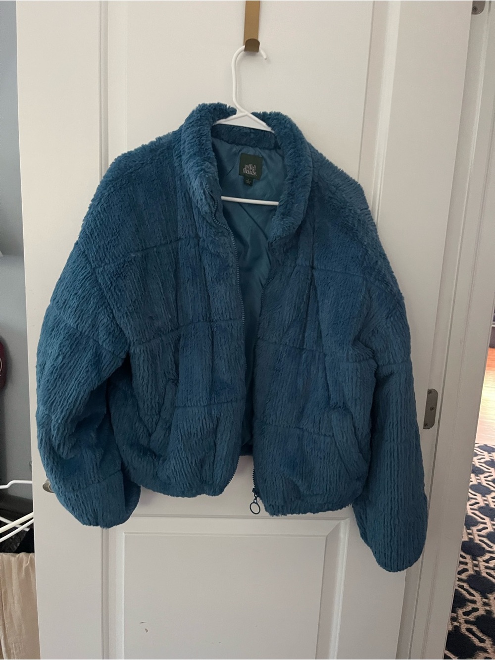 wild fable light blue plush faux fur jacket